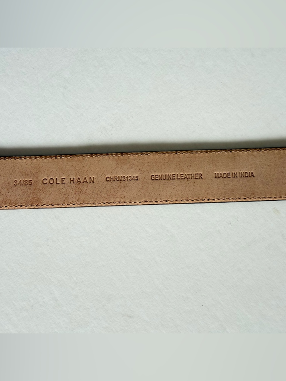 Cole Haan Mens Brown Leather Belt Burnished Stitched Detail - Size 34 - Picture 4 of 7